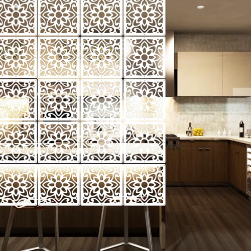 Lchen Hanging Room Divider,10 Pieces Wood-Plastic Hanging Panels 0.2“Thick Screen Panel for Living Room Bedroom Home Decoration(HTT-10S,11.4"X11.4") Lchen