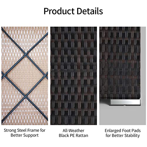 Aiho Outdoor Patio Furniture Sets All Weather Outdoor Sofa PE Garden Furniture Wicker Rattan Patio Conversation Set with Glass Table (Grey) Aiho