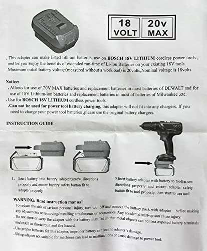 Battery Adapter for Bosch 18V Lithium-Ion Cordless Tool, Compatible with Dewalt 18V 20V Max/ Milwakee M18 18V Li-ion Battery Convert to Bosch 18V Compact Lithium Battery BAT608 BAT609 BAT612 BAT618 QINIZX