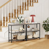 Snughome Console Table with Power Outlets, Entryway Table with Storage, Narrow Sofa Table with 3 Tier Shelves, 2 USB Ports, 2 Power Outlets, Hallway Table for Couch, Living Room, Entrance, Grey Snughome