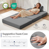 Youzi Folding Sofa Bed Convertible Sleeper Chair with Pillow, 4-in-1 Foldable Mattress Futon Couch Bed to Lounge Chair for Living Room, Bedroom, Dorm & Guest, Washable Cover, Dark Gray, Single Youzi