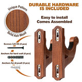 TESLYAR Gun Rack Wall Mount Hold Up Displays Horizontal Gun Rack and Shotgun Hooks Store Rifle Shotgun Bow Real Hardwood Hanger Brown TESLYAR