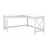 Bush Furniture Key West 60W Modern Farmhouse L Shaped Desk in Pure White Oak | 60-Inch Corner Table Workstation for Home Office Bush Business Furniture