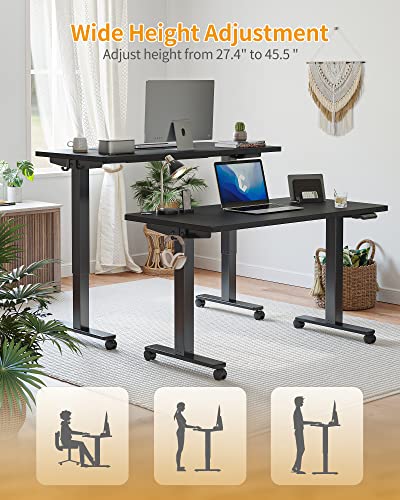 CubiCubi Electric Standing Desk, 48 x 24 Inches Height Adjustable Sit Stand Desk, Ergonomic Home Office Computer Workstation, Black - WoodArtSupply