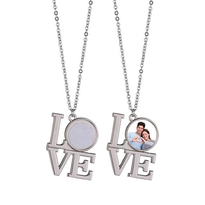 Stebcece Love Heart Pendant Necklace Sublimation Blanks Photo Necklace Hot Transfer Printing Couple Jewelry Party Favor Crafts