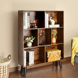 Modern Rustic Brown 3-Tier Cube Bookshelf by LEYAOYAO - Elegant Storage Organizer with Legs LEYAOYAO