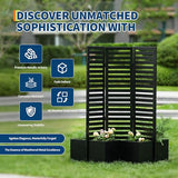 Privacy Screen with Planter Box - 3-Panel Freestanding Outdoor Room Divider, 51x70x31 Inch Metal Garden Fence with 4 Self-Draining Raised Garden Beds for Patio Deck Yard, Black Garvee
