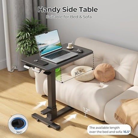 JYLH JOYSEEKER Foldable Mobile Standing Desk, 27 Inch Small Rolling Laptop Cart Height Adjustment, 90° Tiltable Sofaside Table, No Assembly Needed Portable Computer Workstation, Black JYLH JOYSEEKER
