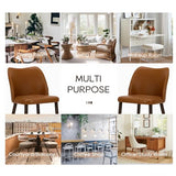 COLAMY Upholstered Dining Chairs Set of 4, Modern PU Leather Dining Room Kitchen Side Chair with Padded Seat and Wood Legs Restaurant/Cafe,Light Brown COLAMY