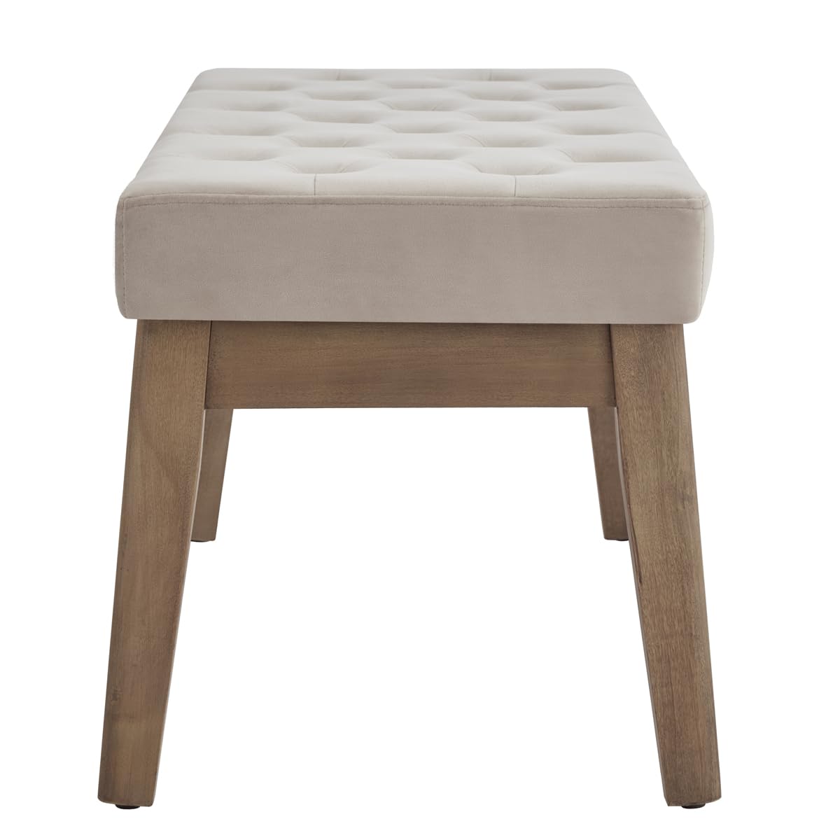 24KF Velvet Upholstered Tufted Bench with Solid Wood Leg,Ottoman with Padded Seat-Taupe 24KF
