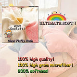 MorroMorn Pink Duvet Cover Queen, Rainbow Bedding Sets, Fluffy Comforter Covers Set, Down Alternative Blanket Ultra Soft Kawaii Cute for Girls Kids Teen Women Full Double Size MorroMorn