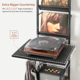 Record Player Stand with Vinyl Storage for up to 200 Albums, Turntable Stand with Record Holder Display Shelf Tewinko