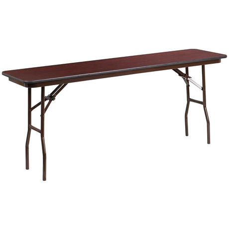 Flash Furniture Frankie 6' Mahogany Melamine Laminate Folding Training and Event Table, Rectangular Folding Training Table, Brown Flash Furniture
