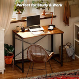 Huuger Folding Desk for Small Spaces, 31.5 Inch Foldable Computer Table, for Home Office, Study, Bedroom, Dorm, Space Saving, Small Writing Work Office Computer Desk, Easy to Fold, Rustic Brown Huuger