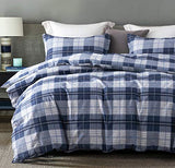 SLEEPBELLA Comforter Twin Size, 600 Thread Count Cotton Navy Blue & Grey Buffalo Pattern Blue Plaid Comforter Sets,Down Alternative Bedding Set 2Pcs (Twin, Navy Plaid) SLEEPBELLA