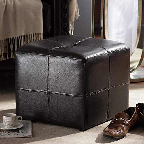 Baxton Studio Nox Brown Leather Ottoman , Dark Brown , SMALL - Baxton Studio