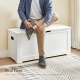 VASAGLE Storage Chest, Storage Trunk with 2 Safety Hinges, Storage Bench, Shoe Bench, Modern Style, 15.7 x 39.4 x 18.1 Inches, for Entryway, Bedroom, Living Room, White ULSB061T10 VASAGLE