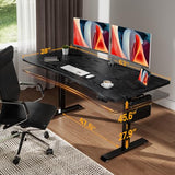 Veken 63 x 28 Inch Electric Standing Desk, Sit to Stand Up, Work Home Office Computer Table for Study, Walking Pad, Writing, and Games, Wooden Desktop Desks, Black Veken