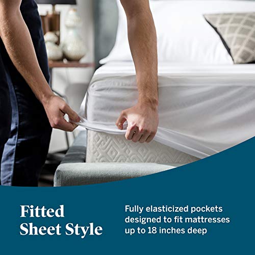 LUCID Zippered Mattress Encasement – Waterproof Twin Size Mattress Protector – Fits Mattresses 6 to 18 Inches with Secure Elastic – Shields All 6 Sides – Quiet cover – White LUCID