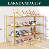 Smiry Bamboo Shoe Rack, 3 Tier Shoe Organizer for Entryway & Closet, Stackable Free Standing Storage Shelf for Shoes, Bags & Plants, Natural Smiry