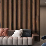 Generic 94"" L x 24"" W Acoustic Wood Wall Paneling, Decorative Sound Proof Panels for Walls and Ceilings, 3D Slat Wood Wall Panels (Set of 10) (Dark Chestnut), ACP10 WoodArtSupply