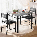 IRONCK Dining Table Set for 2, Small Kitchen Table with Upholstered Chairs for Kitchen & Dining Room, Compact Dining Set for Small Spaces, Gray IRONCK