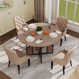 IDEALHOUSE ‌47 Inch Round Dining Table for 4-6 Person, Farmhouse Kitchen Table with Storage Shelf, Wood Circle Breakfast Nook Set with Metal Base for Small Space, Apartment, Dining Room, Walnut IDEALHOUSE