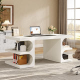Tribesigns White Executive Office Desk, 63" Computer Desk with Storage Shelves, Modern Wood Study Writing Table, Large Workstation Business Furniture for Home Office (Table Only) Tribesigns