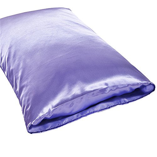 DREFEEL Hotel Quality Solid Lilac/Lavender Duvet Cover Set Twin/Single Size Silk Like Satin Bedding with Hidden Zipper Ties Soft Stain Resistant Quilt/Comforter Cover Set DREFEEL