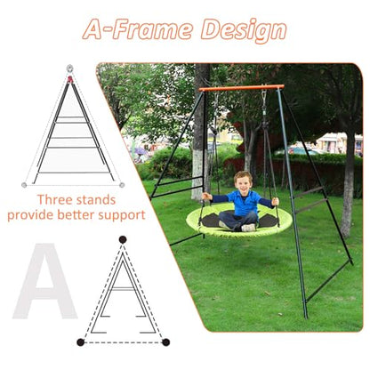 Swing Stand Frame, 550lbs Weight Capacity Swing Stand, Heavy Duty A-Frame Swing, Single Swing Frame for Yoga Hammock Saucer Baby Porch Swing(Swing NOT Included),Orange - WoodArtSupply