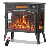 BREEZEHEAT Electric Fireplace Stove-Freestanding Fireplace Heater w/ 3D Flame, Thermostat, Remote, 1500W/750W Quiet Heating, Portable Fireplace for Indoor Use, Overheating Protection, Black, 23" Wide BREEZEHEAT