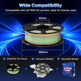 FLASHFORGE Rapid PLA Filament 1.75mm Luminous Melody, 500mm/s High Speed Printing, Glow in the Dark 3D Printer Filament 1kg Spool, Dimensional Accuracy +/- 0.02mm, Brilliant, Long-Lasting Glow