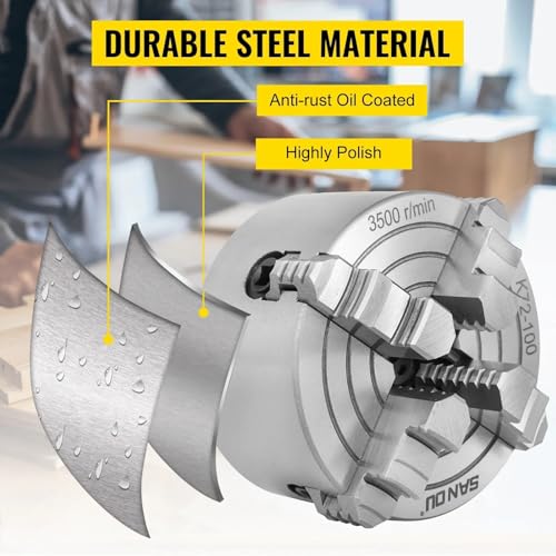 K72-100 4" Reversible Jaw Independent Chuck Lathe Scroll Chuck Lathe machine Tools Wood Turning Cast Iron AIKYKFL