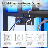 YATINEY 47.2" Computer Desk with Charging Station and LED Lights, Gaming Desk with Monitor Stand, 2-Tier Home Office Desk with 4 Side Hooks, for Living Room, Home Office, Black DN12UDBB YATINEY