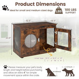 PETSITE 32.5 Inches Wooden Dog Crate Furniture, Decorative Industrial Indoor Dog Kennel Cage with Translucent Window, and Lockable Door, Pet House End Table Ideal for Small and Medium Dogs PETSITE
