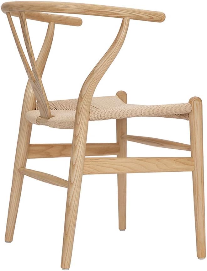 VODUR Wishbone Chair Natural Solid Wood Dining Chair/Hans Vegner Y Chair Rattan and Wood Accent Armrest Chair (Ash Wood + Natural Wood Color - 4 Chairs) - WoodArtSupply