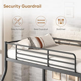 Metal Bunk Bed Twin Over Full Size, Heavy Duty Bunk Bedframe with Safety Guard & Ladder, Space-Saving, No Box Spring Needed, BunkBed Frame for Aldults Dorm Bedroom Guest Room (Black, Twin Over Full) OUEEEDD