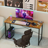Sweetcrispy Computer Small Office Desk 32 Inch Student Kids Study Writing Work with Metal Frame Wood Tabletop Modern Simple PC Home Bedroom Table, Rustic Brown Sweetcrispy