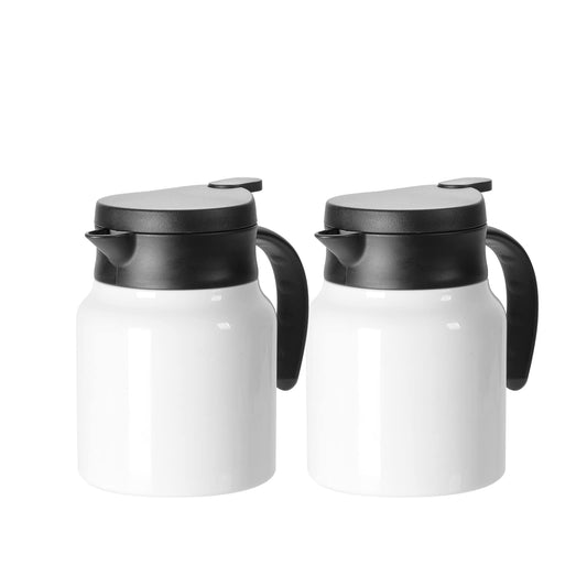 PYD Life Thermal Carafe Sublimation Blanks Coffee Pot 32 OZ White Large 1 Liter Stainless Steel Double Wall Vacuum Insulated Flask for Sublimation Oven Print 2 Pack