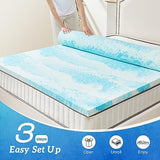 Sweetcrispy Mattress Topper Full, 3 Inch Thick Memory Foam Gel Infused Cooling Toppers Pad for Full Size Bed, Sleeper Sofa, RV, Camper, CertiPUR US Certified, Ventilated and Breathable, Blue Sweetcrispy