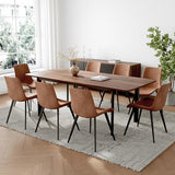HIPIHOM 63"- 78.7" Extendable Dining Table Set for 8, Modern Kitchen Table with Dining Chairs for 6-8 Person, Thickened Expandable MDF Wooden Table with Metal Leg for Dining Room, Kitchen, Living Room HIPIHOM