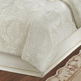 Touch of Class Camelot Luxury Bedding | Neutral Soothing Ivory | Matte Satin Damask on Richly Textured Jacquard-Woven Chenille 4 Piece Set Includes Queen Comforter, Bedskirt, and 2 Standard Shams Touch of Class