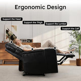 ANJ Home Theater Seating Power Recliner with Hidden Arm Storage, Sigle Faux Leather Recliners with Tray Table, Electric Movie Reclining Chairs with USB Ports & Cup Holders for Media Room, Black