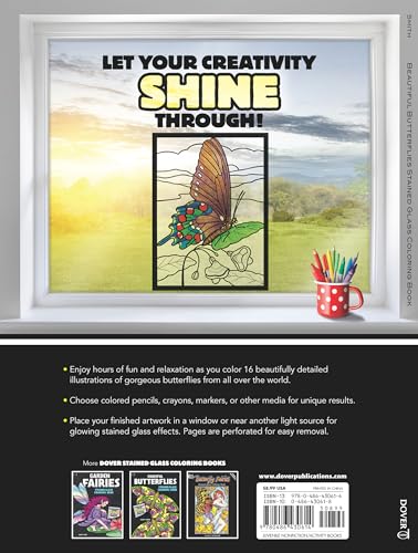 Beautiful Butterflies Stained Glass Coloring Book Dover Publications