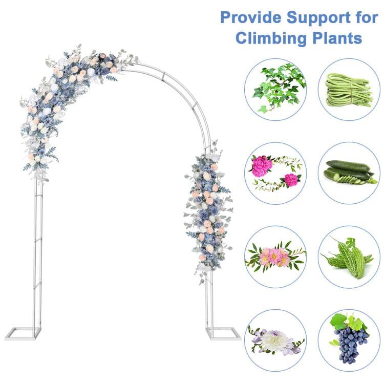 HEOMU Metal Garden Arch Trellis, 5.3 Feet Wide x 7.6 Feet High or 7.9 Feet Wide x 6.3 Feet High, Assemble Freely 2 Sizes, Garden Arbor for Climbing Plant Outdoor & Indoor, Wedding Party Bridal, White HEOMU