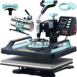 VEVOR 5 in 1 Heat Press Machine Combo with 30 OZ Tumbler Press & Hat Press 12x15 inch Heat Press for T-Shirts, Hats Caps Tumblers Glass Cans Mugs, and Plates (Green & Black) VEVOR