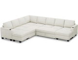 Belffin Oversized Sleeper Sofa U Shaped Modular Sectional Couch with Double Storage Chaise Convertible Sofa Bed. White Couch Belffin