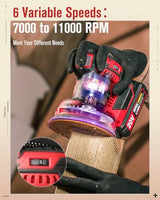 AVID POWER 20V Cordless Orbital Sander 5 Inch Electric Sander Tool with 6 Variable Speeds 7000-11000 RPM Battery Powered Sanders for Woodworking, 30 Pcs Sandpapers and Dust Collection Bag AVID POWER