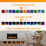 Ariiles 36 Inch Electric Fireplace Insert, Electric Fireplace Wall Mounted with Remote & Timer, Low Noise Heater Fireplaces for Living Room, Modern Recessed Fireplaces Decor Ariiles