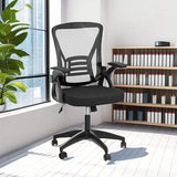 naspaluro Ergonomic Office Chair, Mid Back Desk Chairs with Adjustable Height, Swivel Chair with Flip-Up Arms and Lumbar Support, Breathable Mesh Computer Chair for Home/Study/Working, Dark Black naspaluro